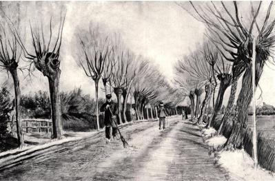 Road with Pollard Willows and Man with Broom van Gogh Vincent 1881
