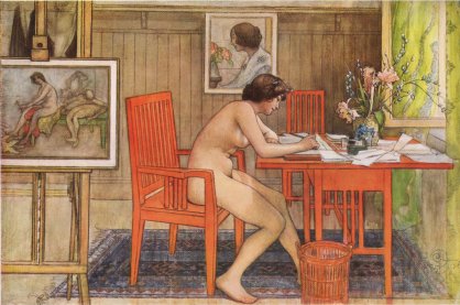 Carl_Larsson_Model_writing_postcards_1906